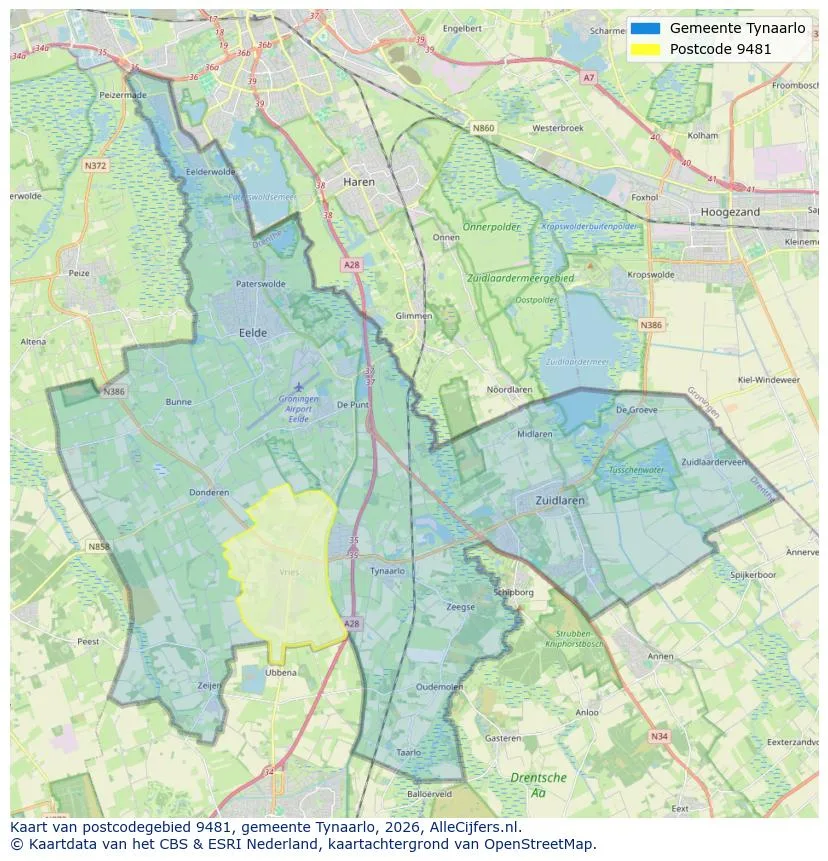 Postcodekaart voor 9481