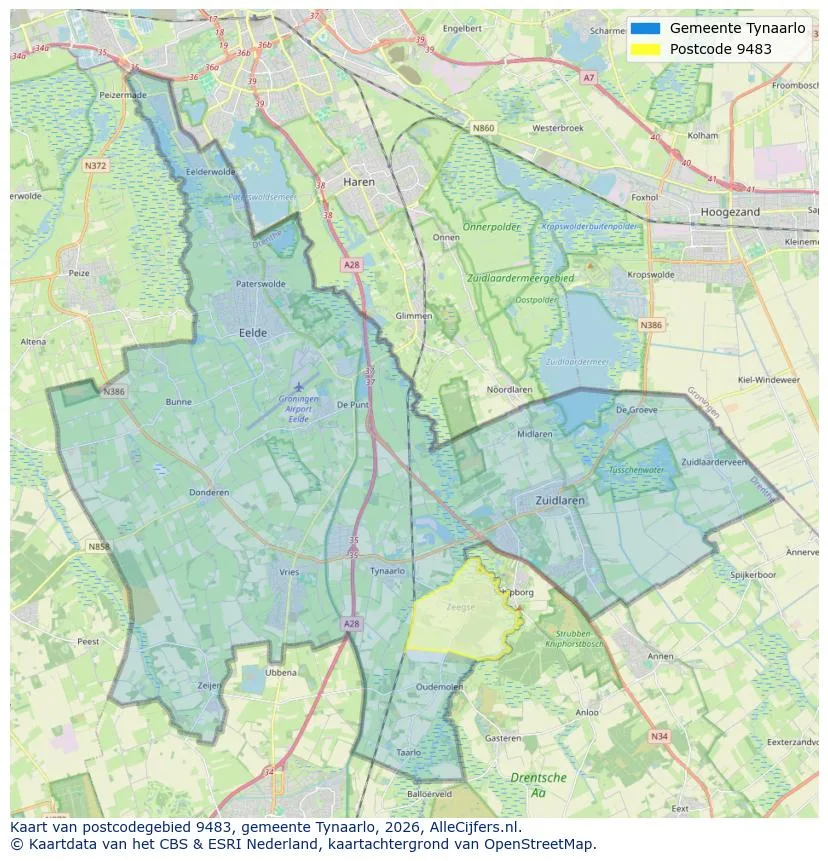 Postcodekaart voor 9483