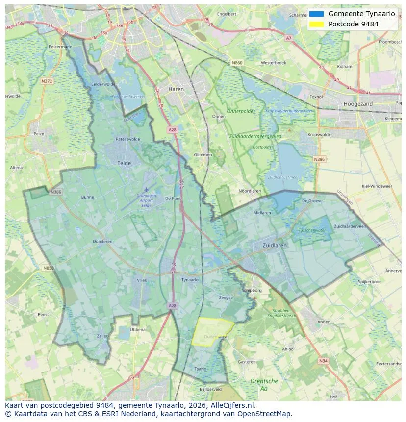 Postcodekaart voor 9484
