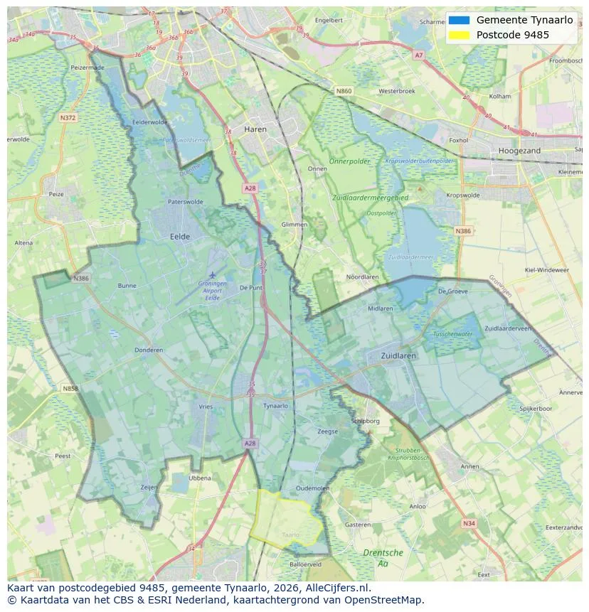 Postcodekaart voor 9485
