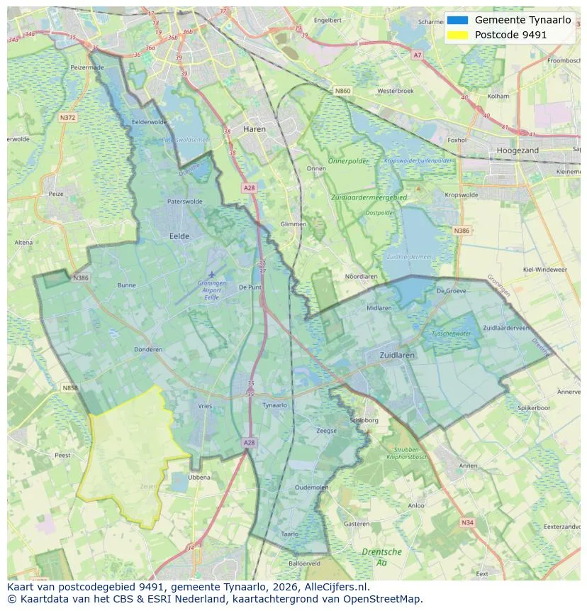 Postcodekaart voor 9491