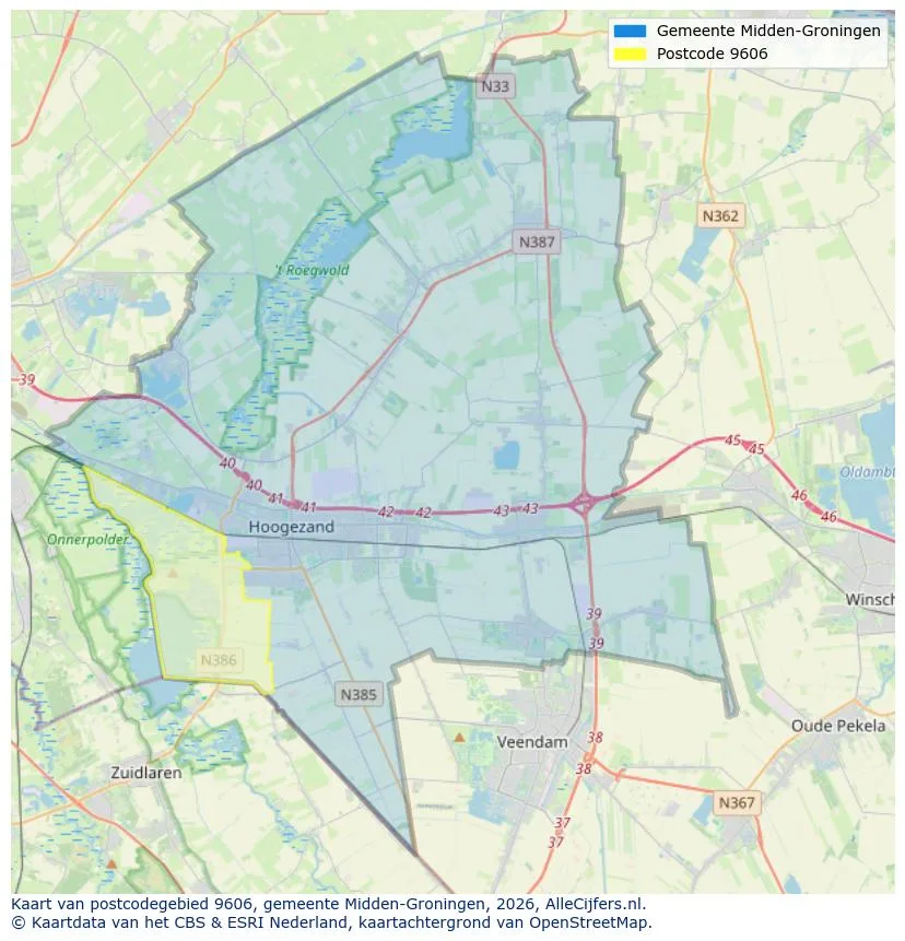 Postcodekaart voor 9606