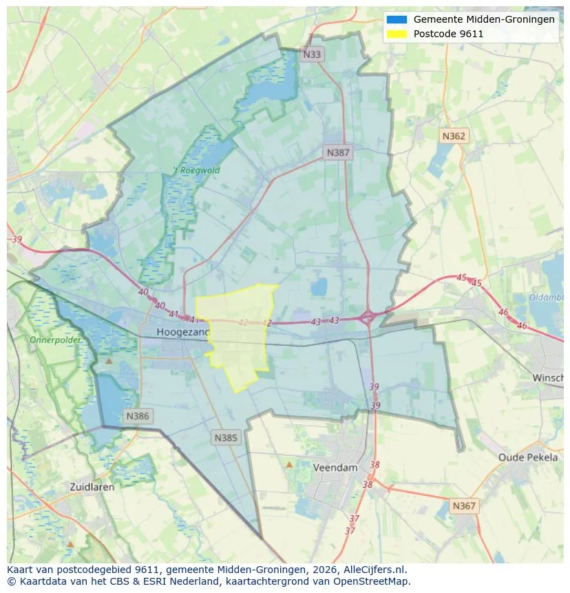Mapa de códigos postales para 9611