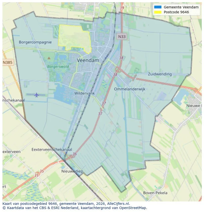 Mapa de códigos postales para 9646