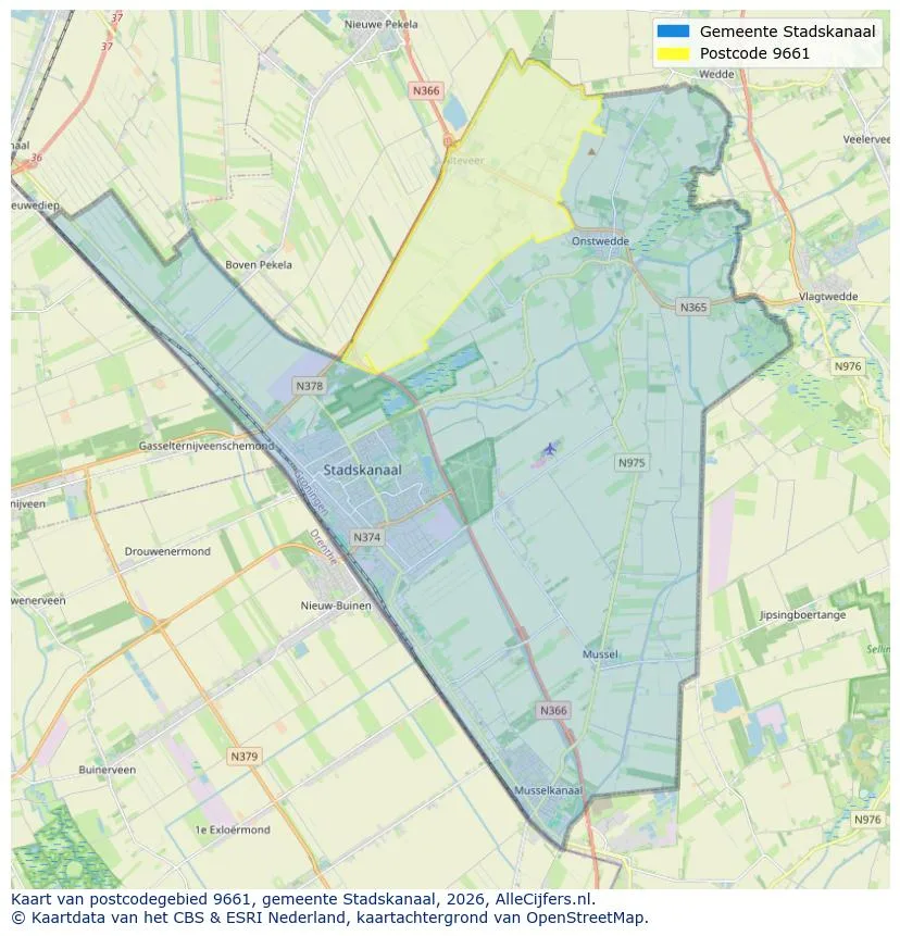 Postcodekaart voor 9661