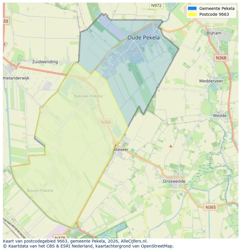 Postcodekaart voor 9663