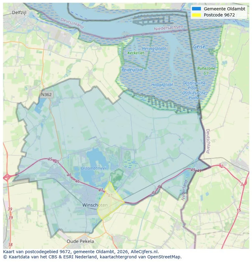 Postcodekaart voor 9672