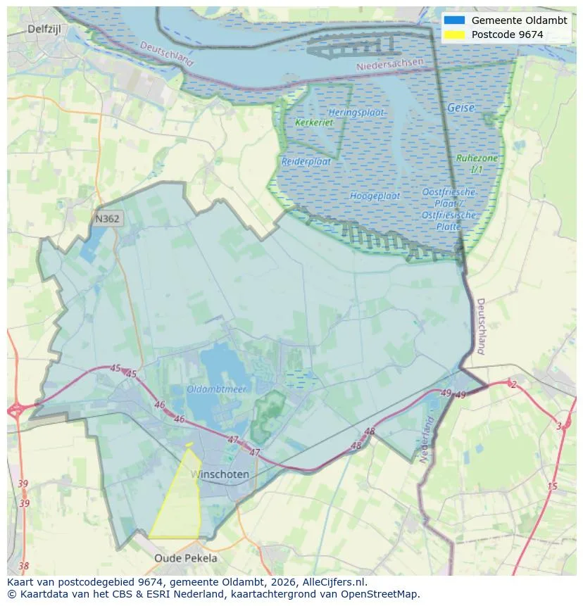 Postcodekaart voor 9674