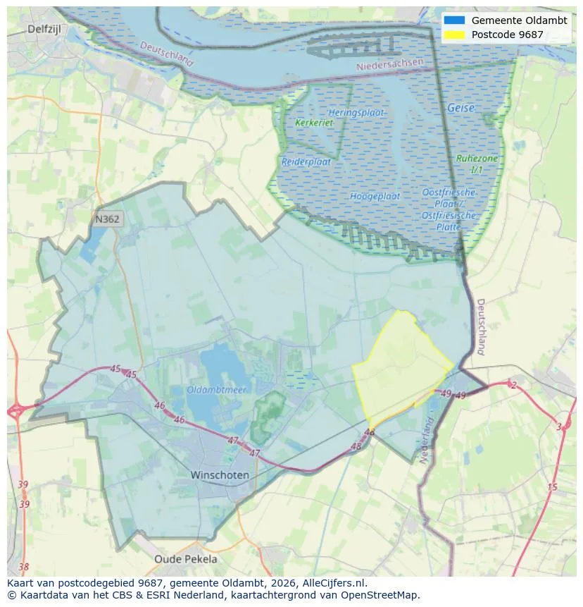 Postcodekaart voor 9687