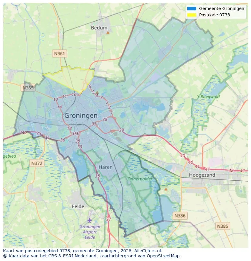 Mapa de códigos postales para 9738
