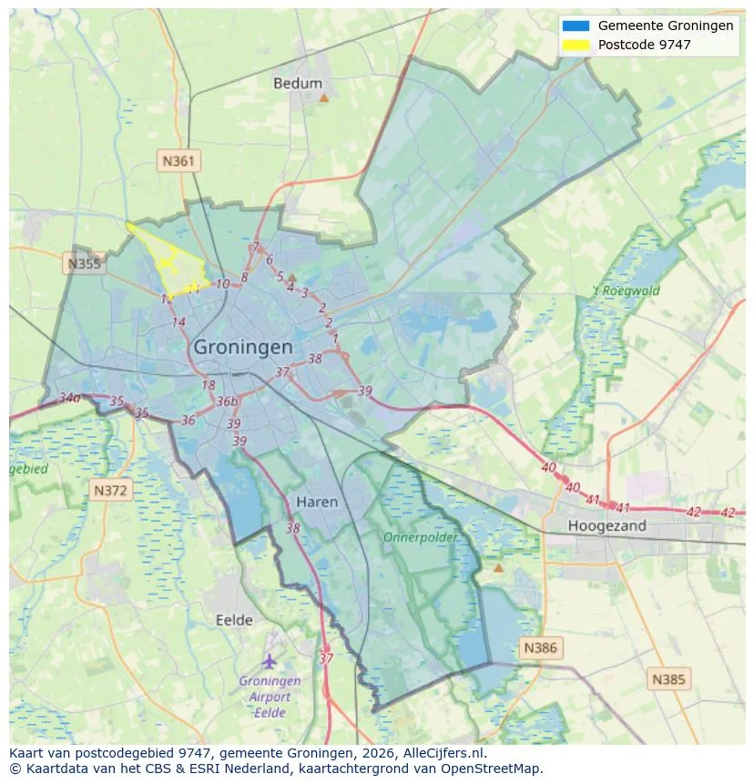 Postcodekaart voor 9747