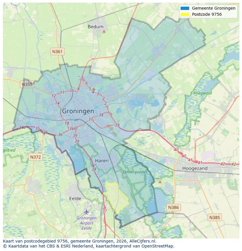 Mapa de códigos postales para 9756