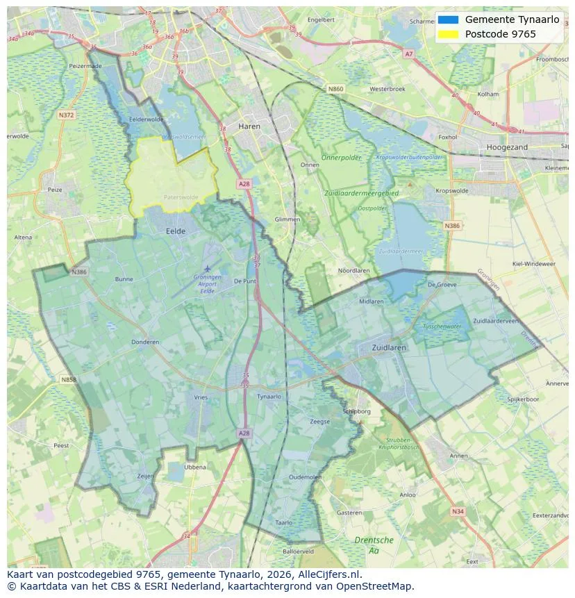 Postcodekaart voor 9765
