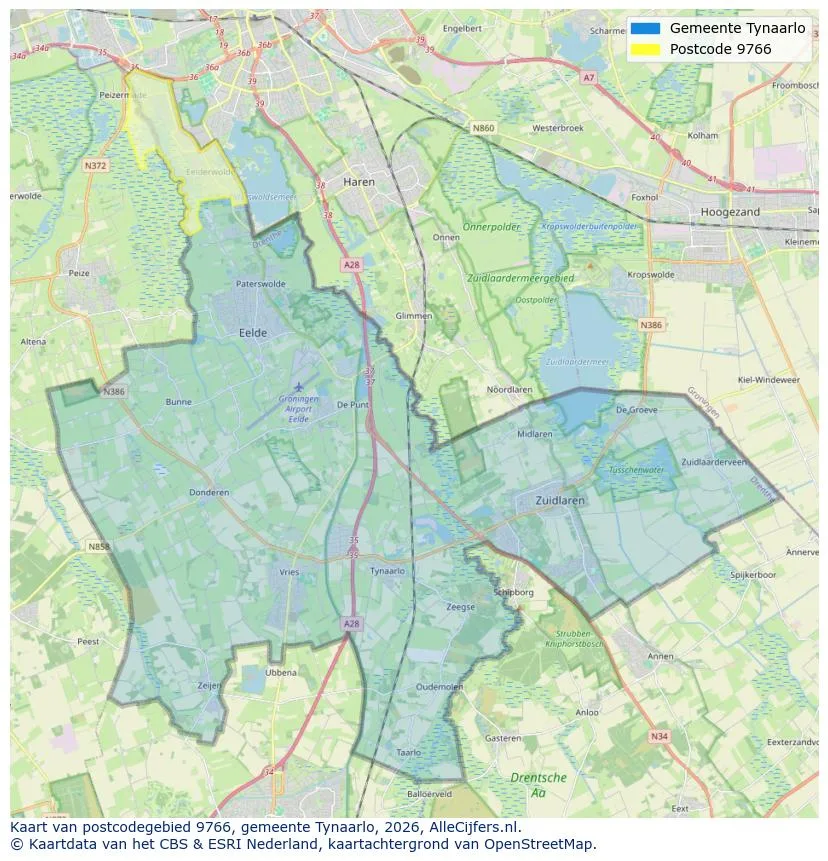 Postcodekaart voor 9766