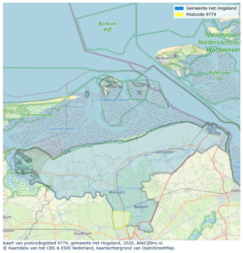 Postcodekaart voor 9774