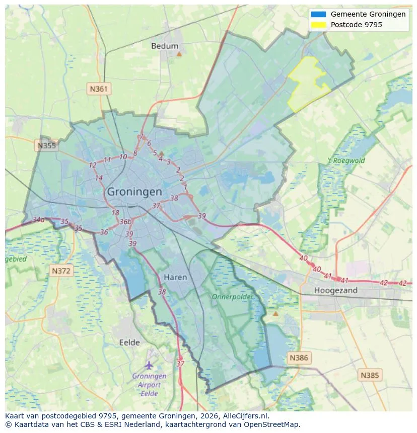 Postcodekaart voor 9795