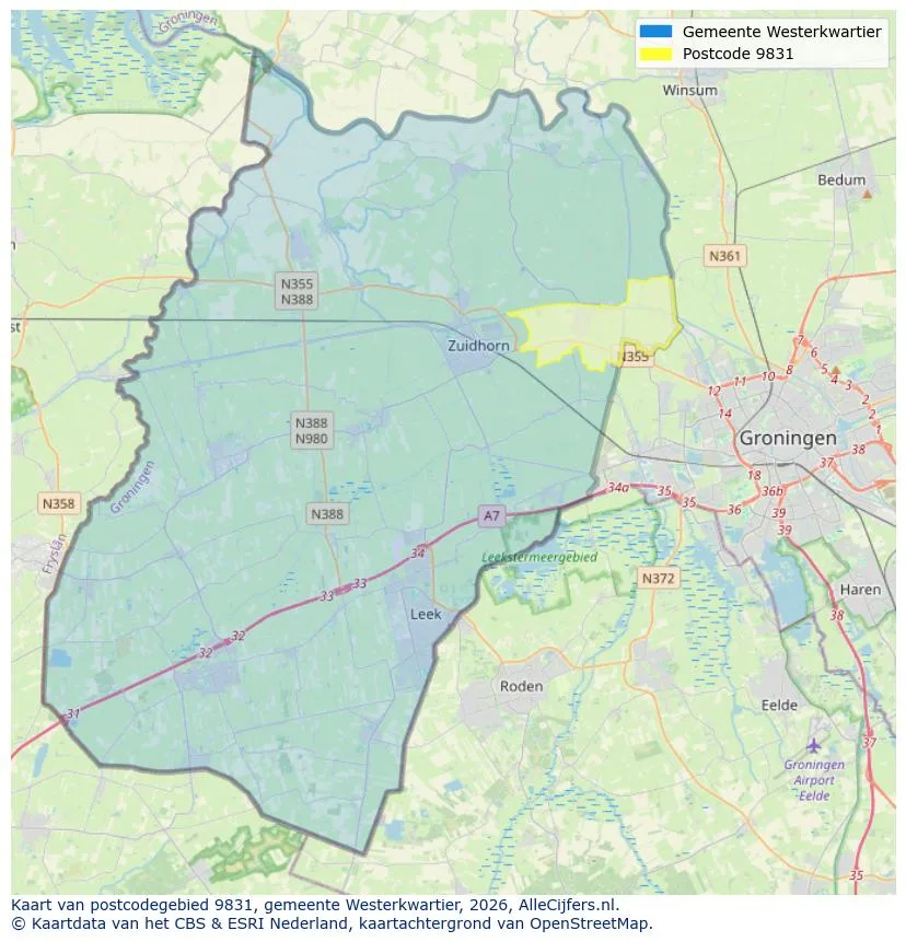 Mapa de códigos postales para 9831