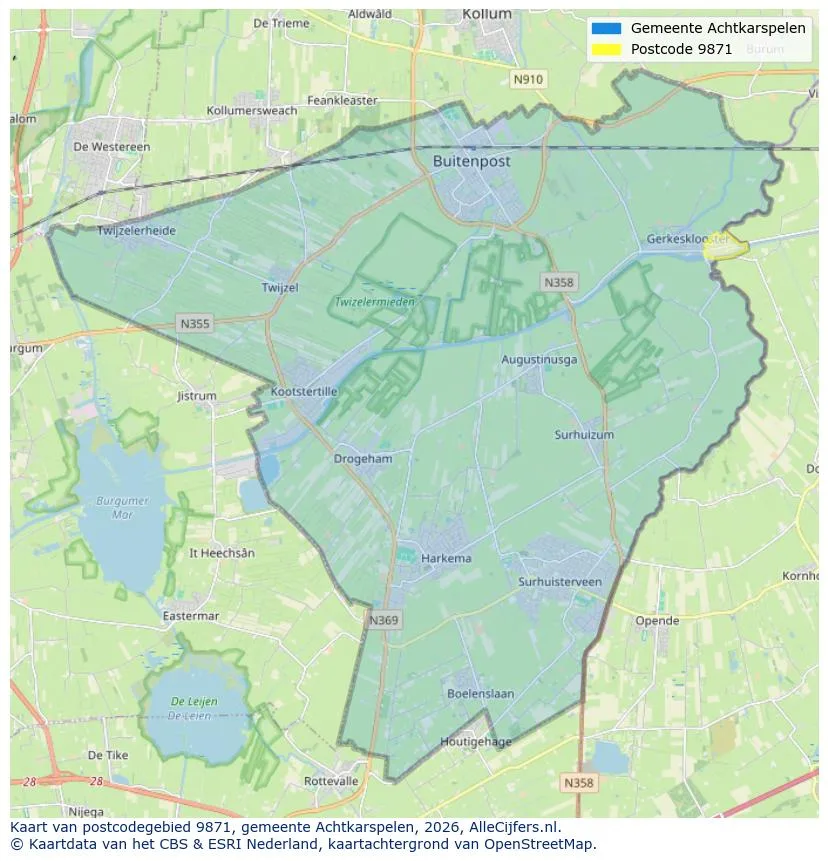 Postcode map for 9871