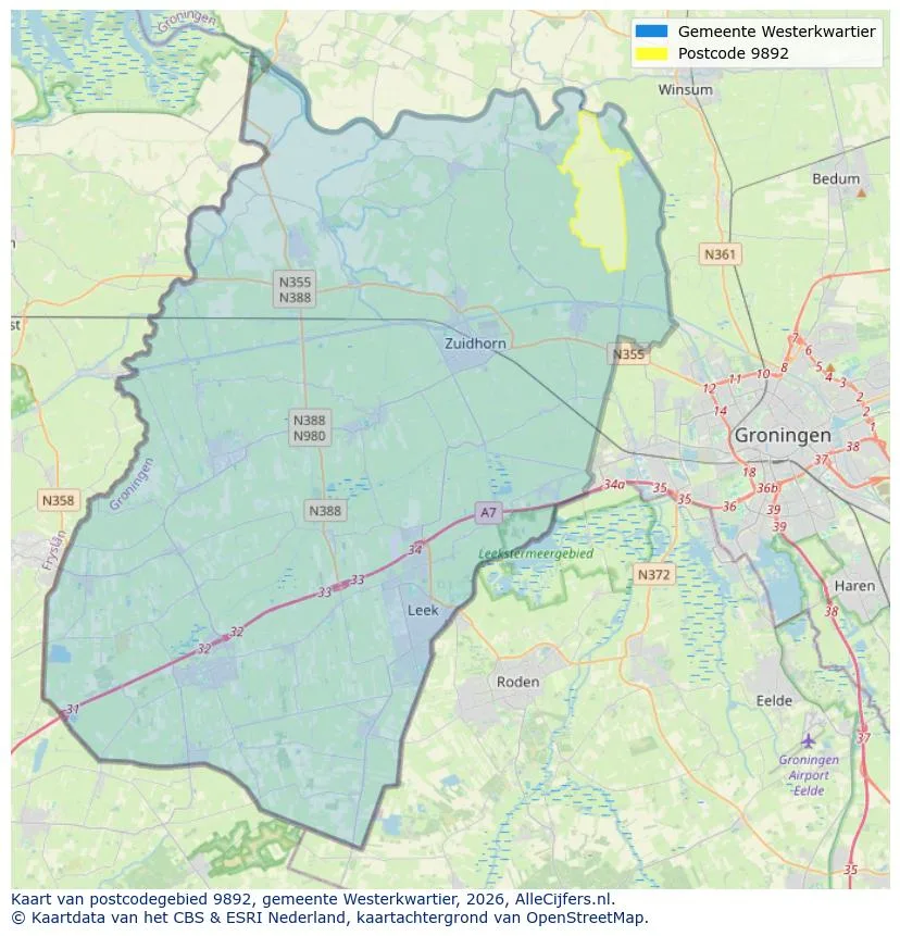 Postcode map for 9892