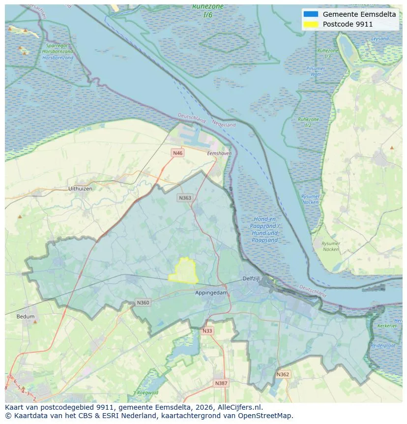 Mapa de códigos postales para 9911