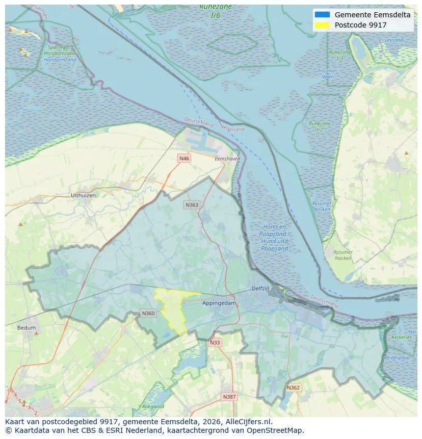 Mapa de códigos postales para 9917
