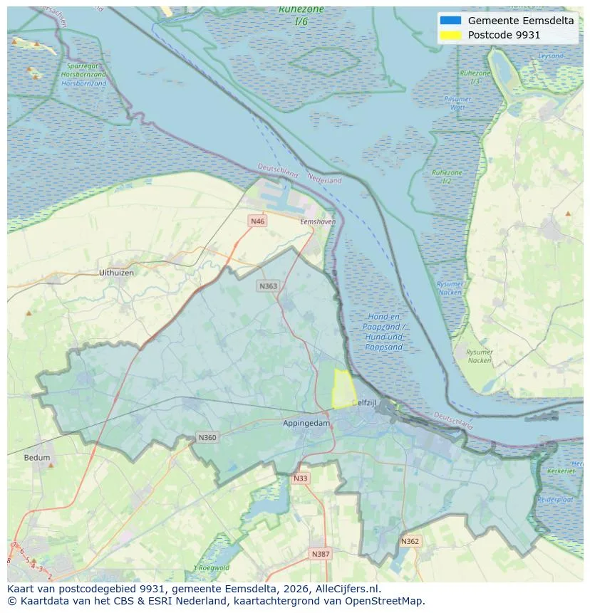 Postcodekaart voor 9931