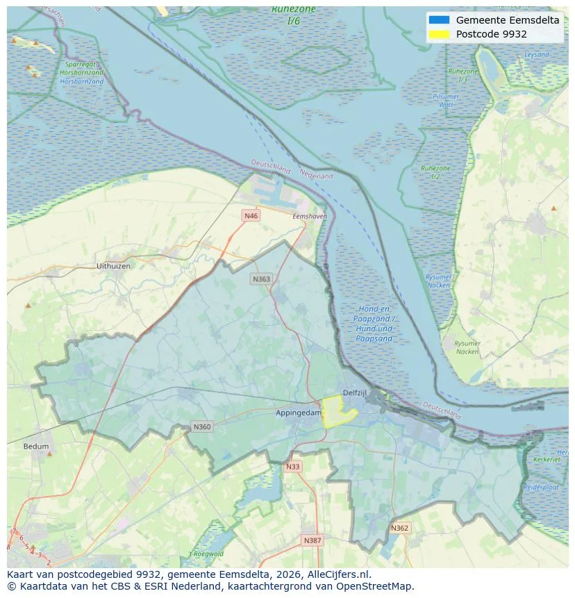 Mapa de códigos postales para 9932