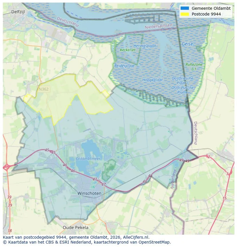 Postcodekaart voor 9944