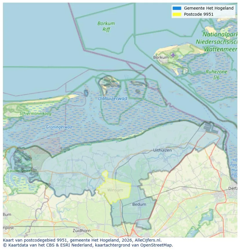 Mapa de códigos postales para 9951