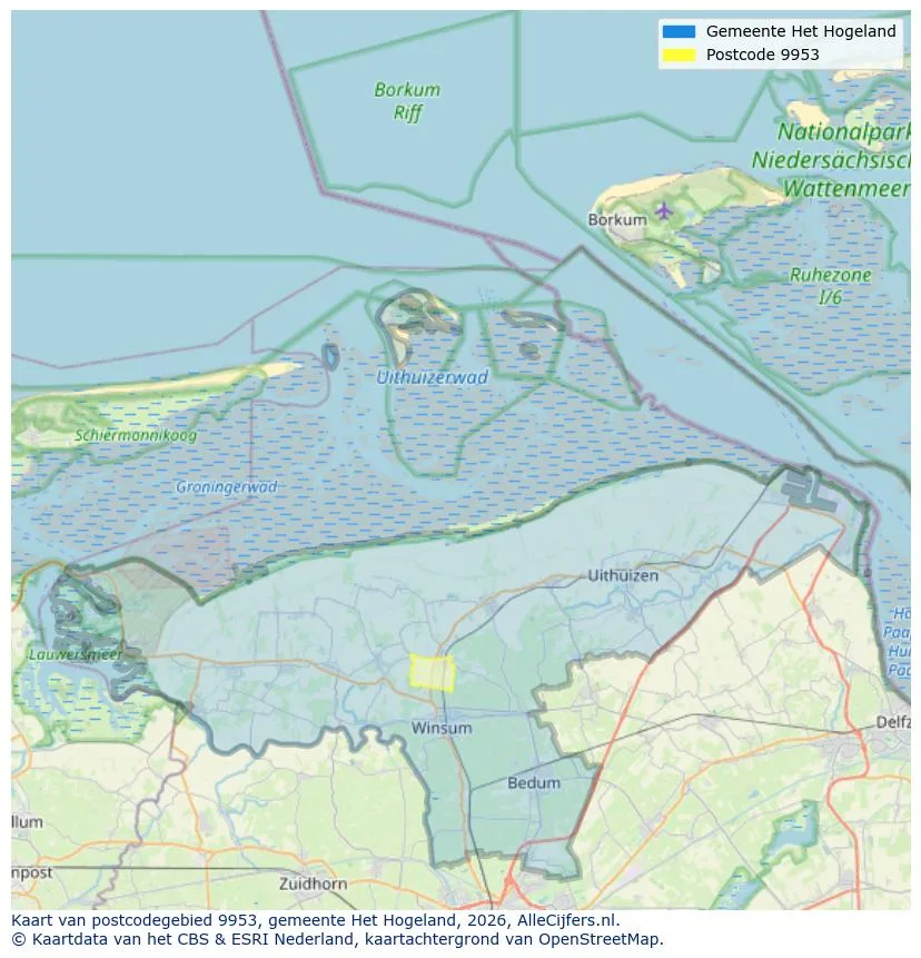 Mapa de códigos postales para 9953