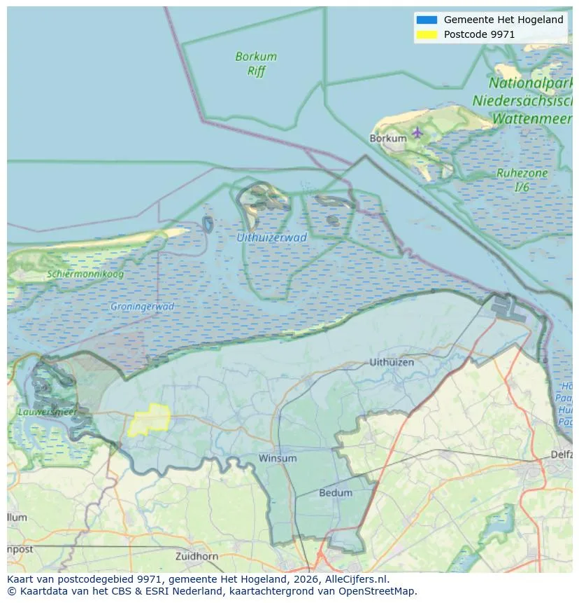 Mapa de códigos postales para 9971