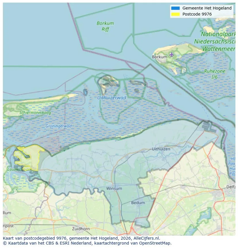Postcodekaart voor 9976