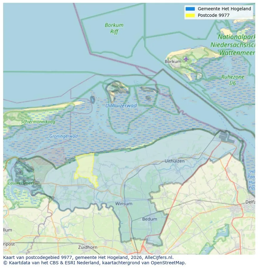 Postcodekaart voor 9977