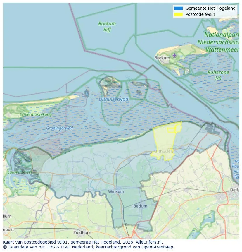 Postcodekaart voor 9981
