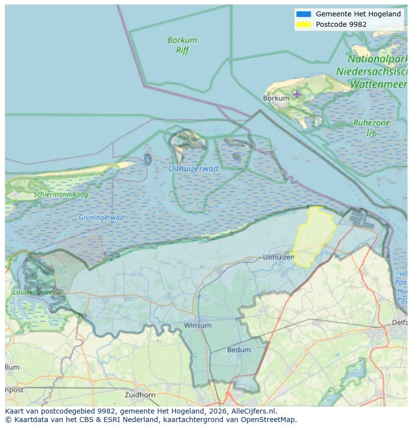 Mapa de códigos postales para 9982
