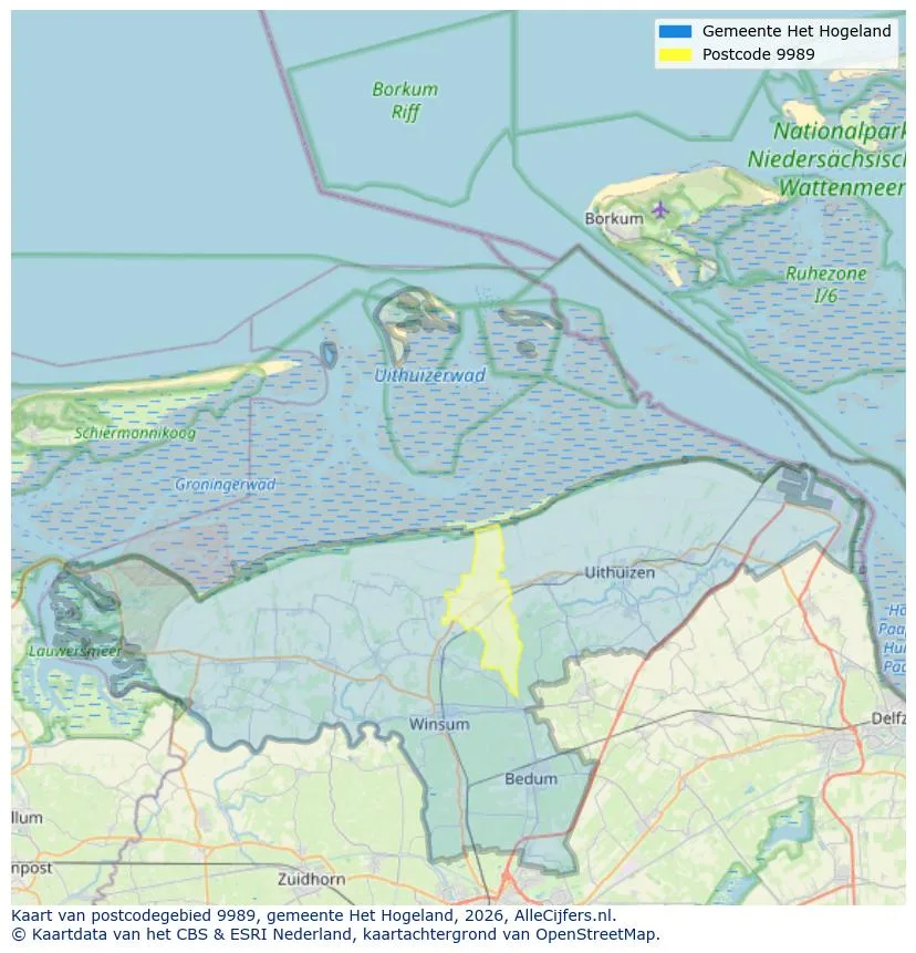 Mapa de códigos postales para 9989