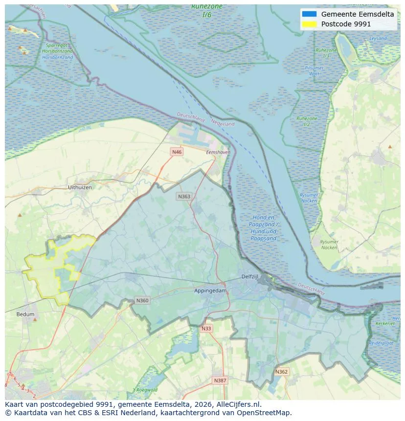 Mapa de códigos postales para 9991