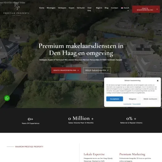 Screenshot van de website van www.prestigeproperty.nl