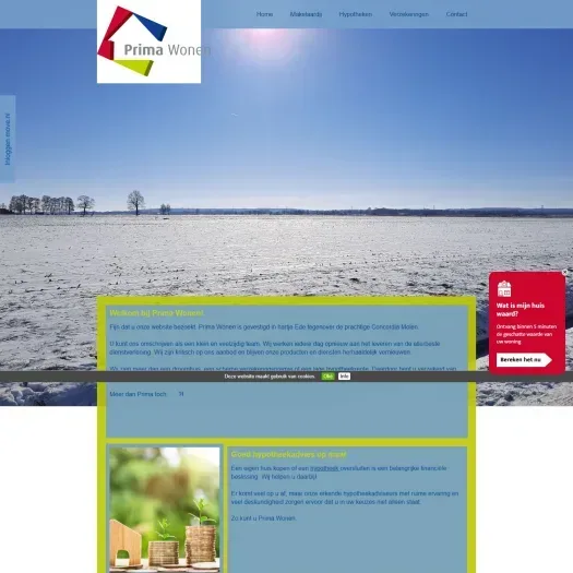Screenshot der Website von www.primawonen.nl
