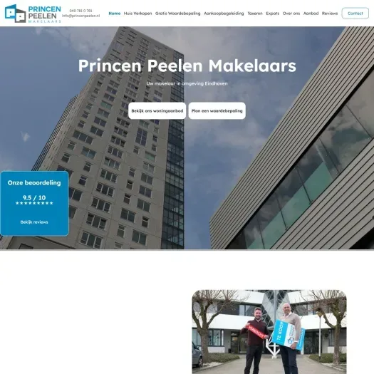 Screenshot van de website van www.princenpeelen.nl