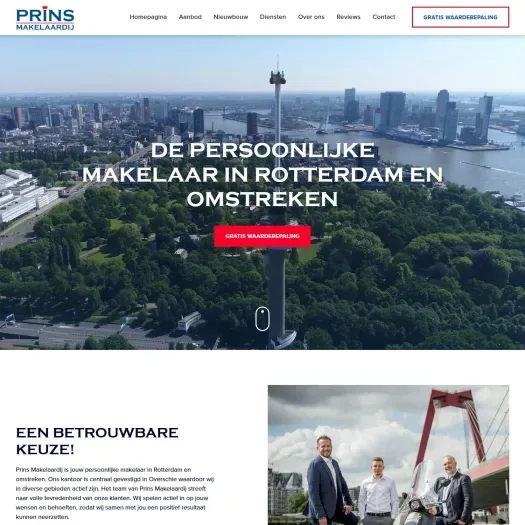 Screenshot der Website von www.prinsmakelaardij.nl