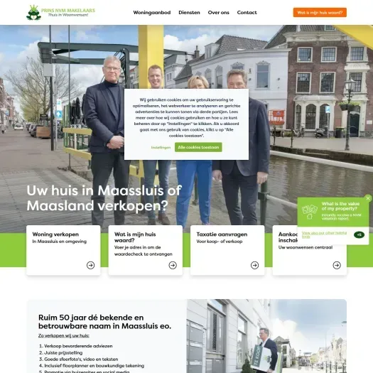 Screenshot der Website von www.prinsnvmmakelaars.nl
