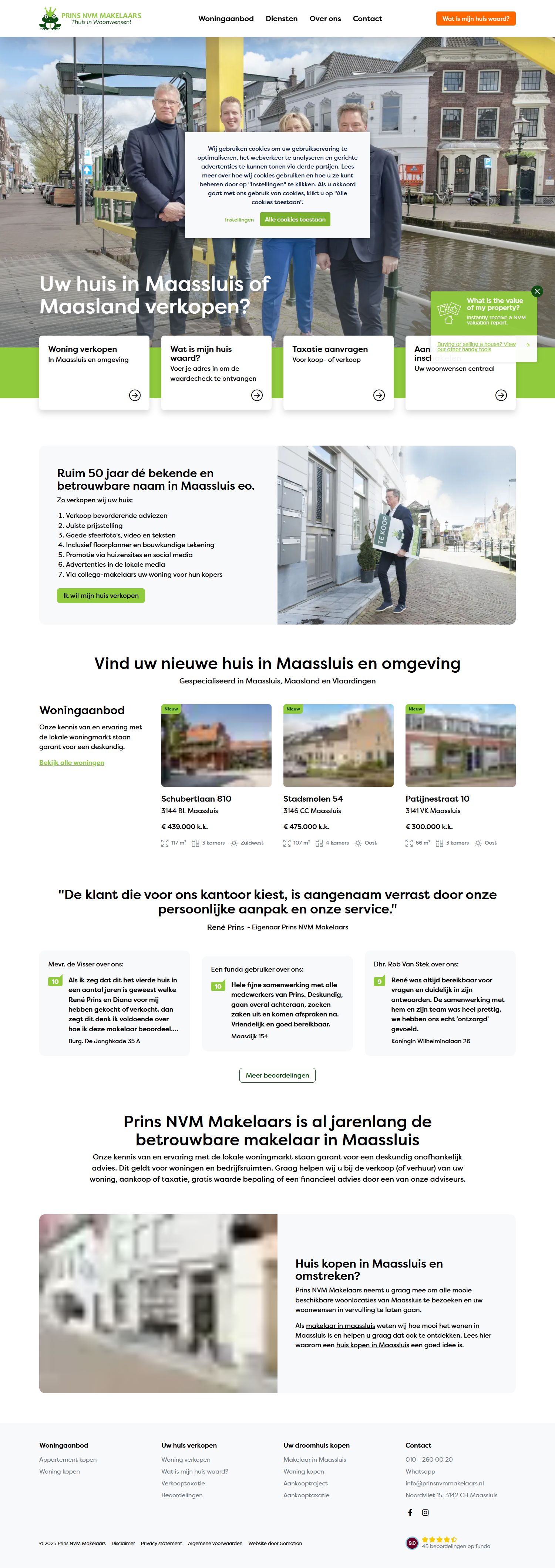 Screenshot van de website van www.prinsnvmmakelaars.nl
