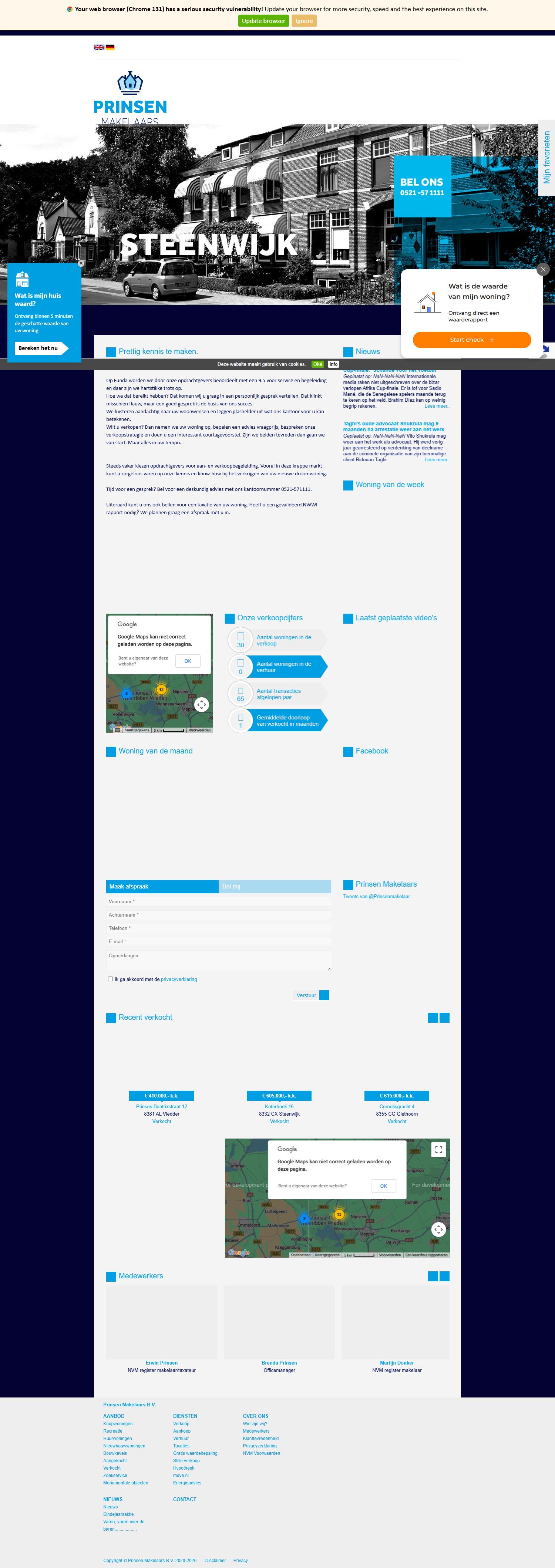 Capture d'écran du site web de www.prinsenmakelaars.nl