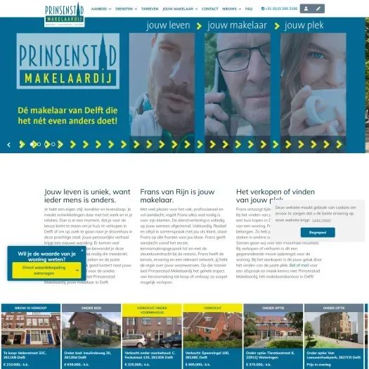 Capture d'écran du site web de www.prinsenstadmakelaardij.nl