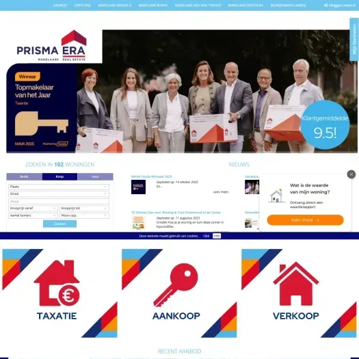 Screenshot der Website von www.prismamakelaars.nl