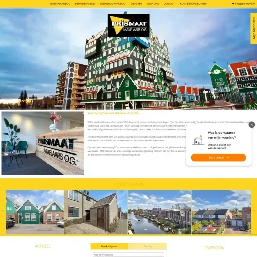 Screenshot of the website of www.prismaat.nl