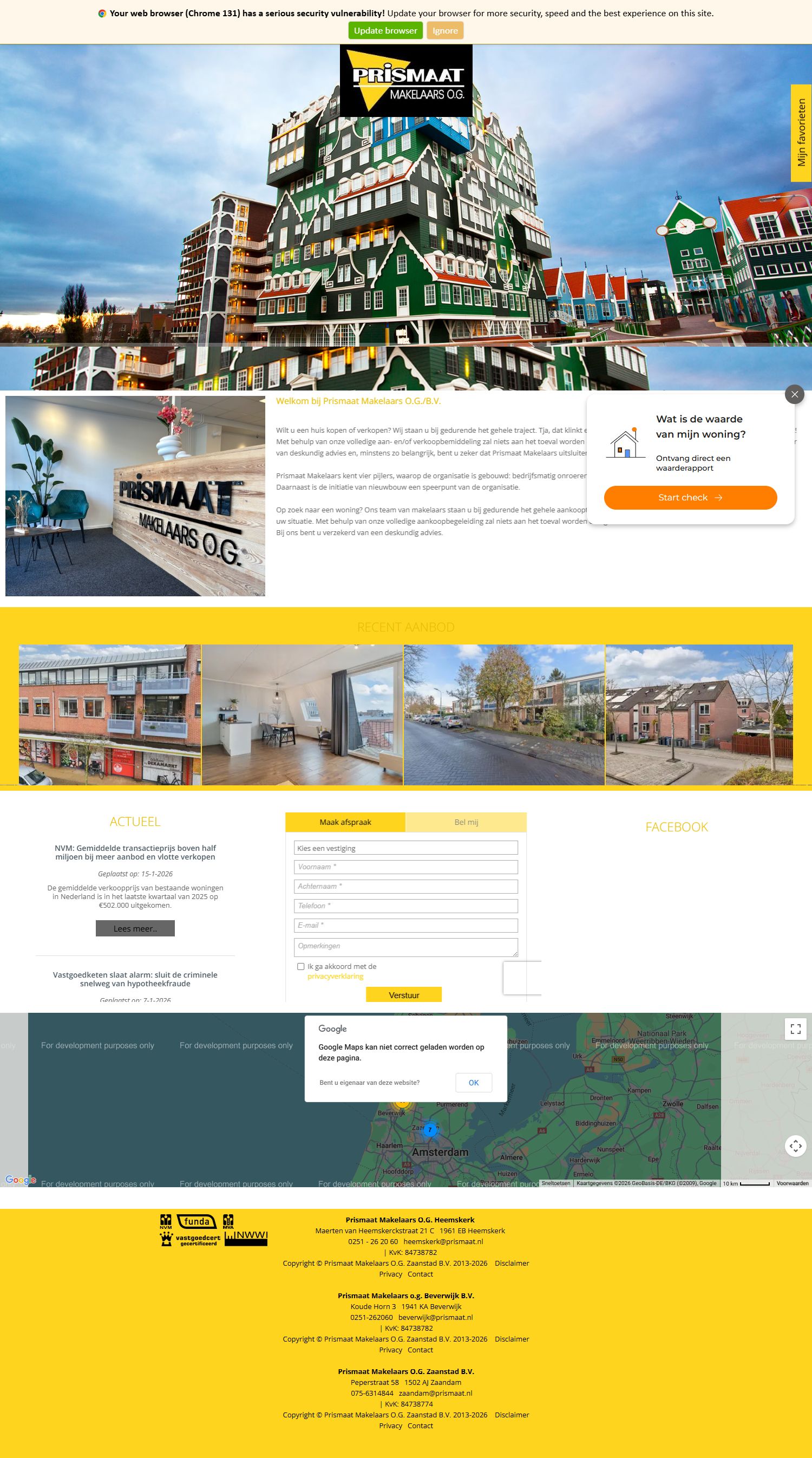 Screenshot of the website of www.prismaat.nl