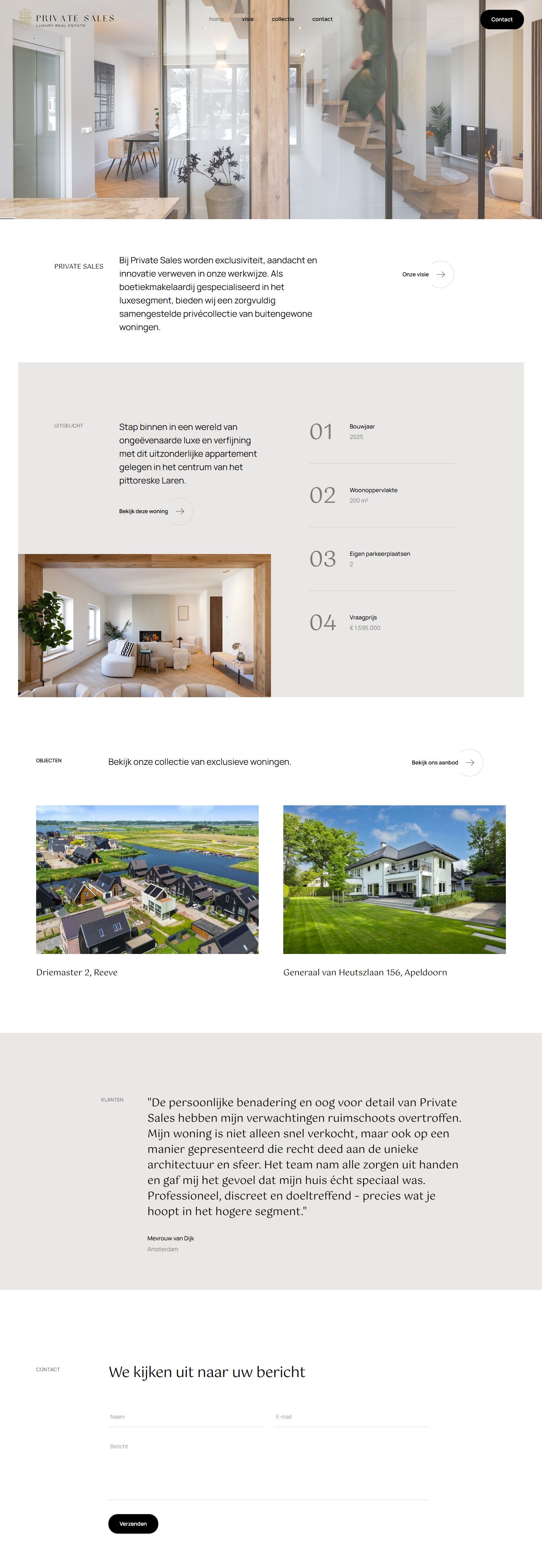 Screenshot of the website of www.privatesales.nl