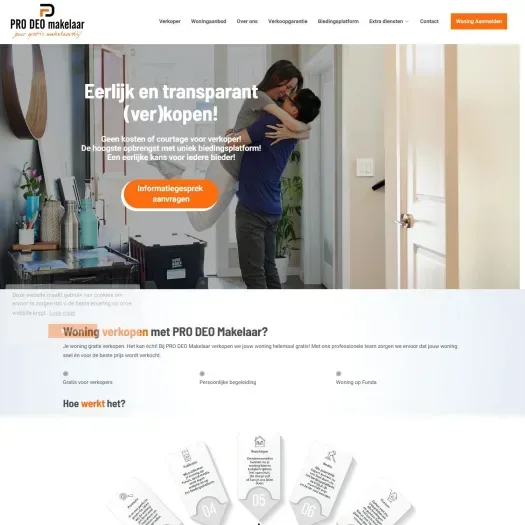 Screenshot van de website van www.prodeomakelaar.nl